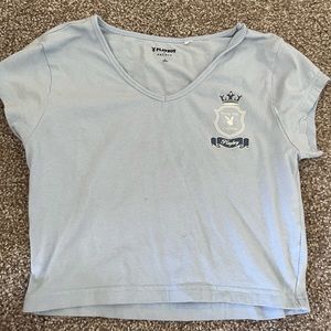 Light blue playboy cropped top
